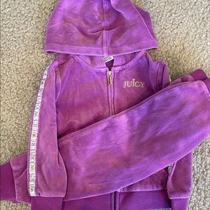 Juicy Couture Girls Purple Velour Hoodie & Joggers Set 2T